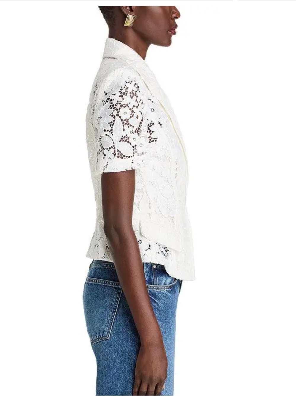 GENERATION LOVE Lace Short-Sleeve Blazer Jacket - White - Picture 5 of 16